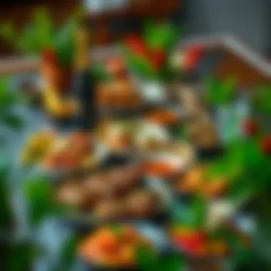 A vibrant spread of traditional dishes garnished with local produce