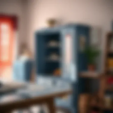 A creative workspace with a partially painted cabinet, illustrating the artistic journey of customization