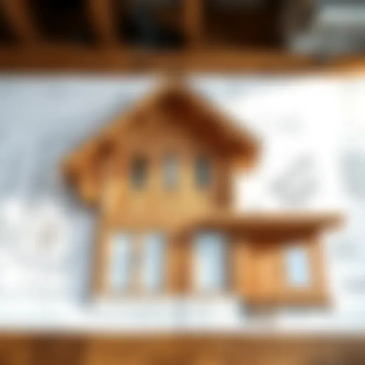 Detailed architectural blueprint of a wooden house