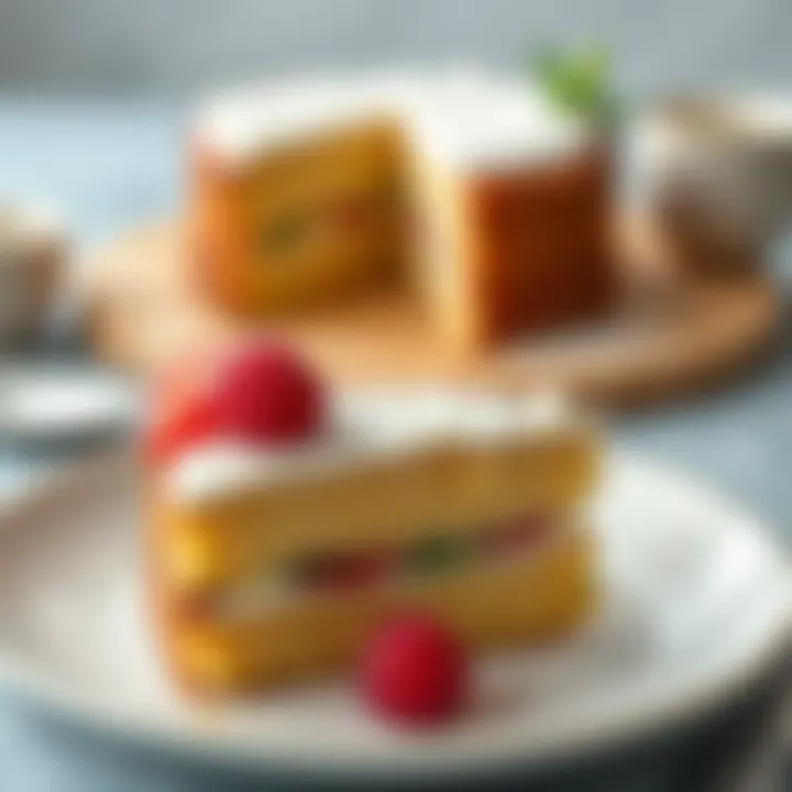 A beautifully plated airfryer cake slice