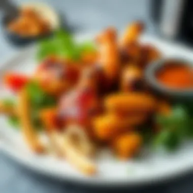 A beautifully plated dish made in an air fryer, ready to be enjoyed.