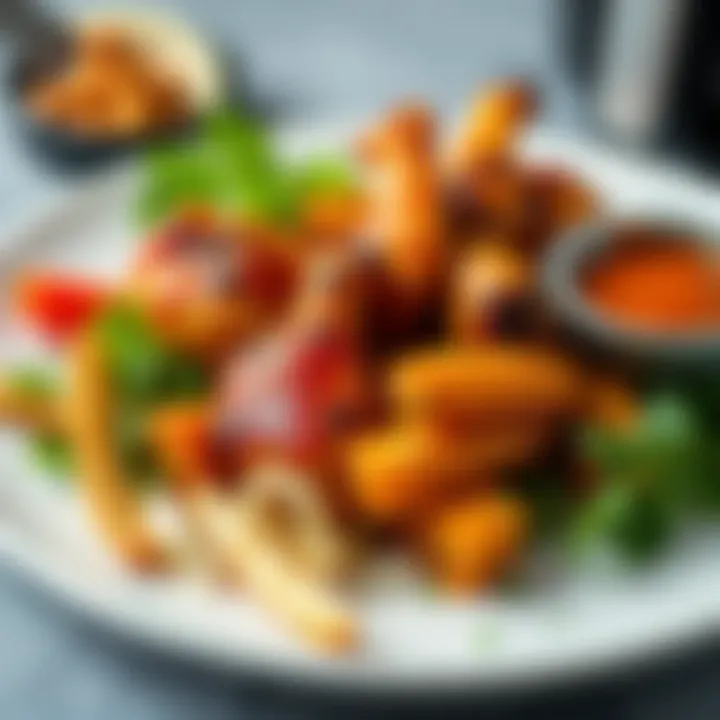 A beautifully plated dish made in an air fryer, ready to be enjoyed.