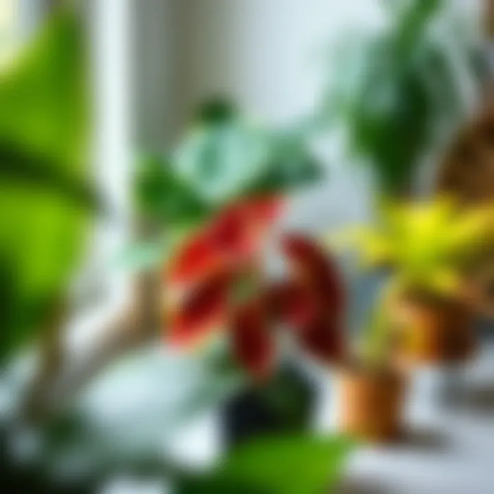 Anthurium positioned in a well-decorated indoor garden