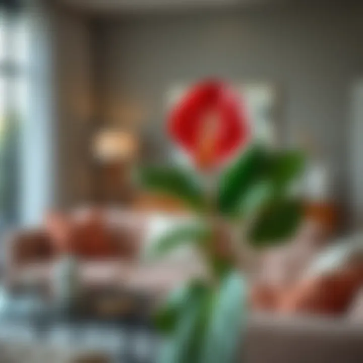 Stylish Anthurium arrangement in living room