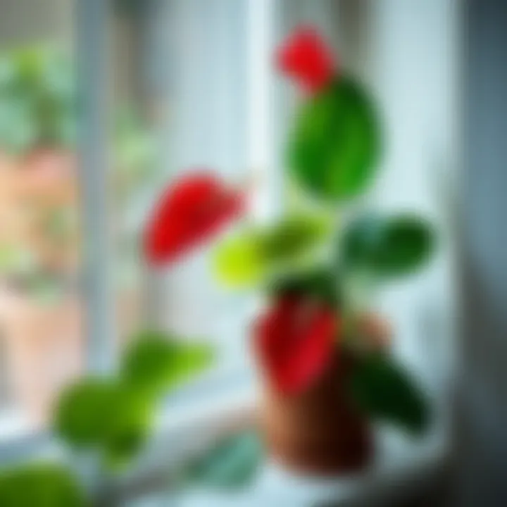 Anthurium placed near a window for optimal light
