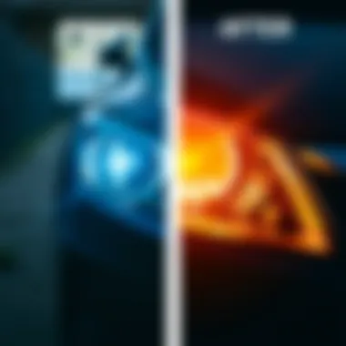 Before and after comparison of headlights
