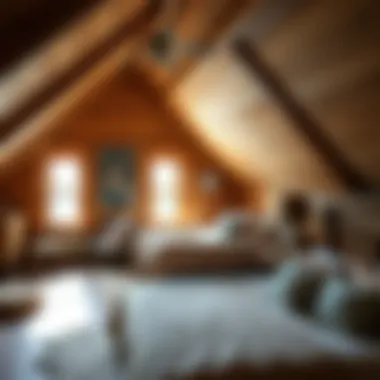 Cozy attic bedroom with wooden features