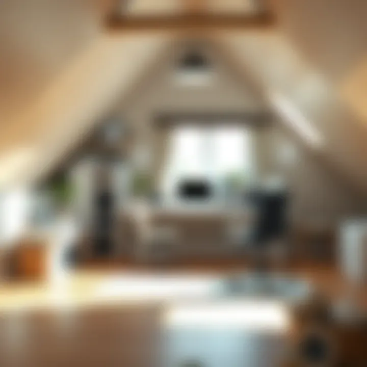 Functional attic office area with natural light