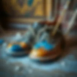 Leather shoes with paint stains