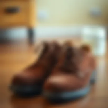 Treatment of Suede Shoes for Paint Removal Suede shoes under treatment