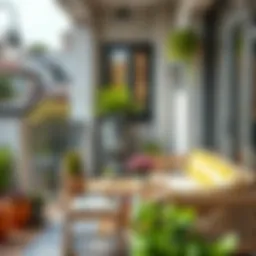 Stylish balcony arrangement with comfortable seating