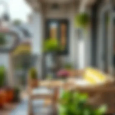 Stylish balcony arrangement with comfortable seating