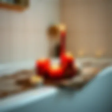 Creative candle arrangement on a bathtub edge