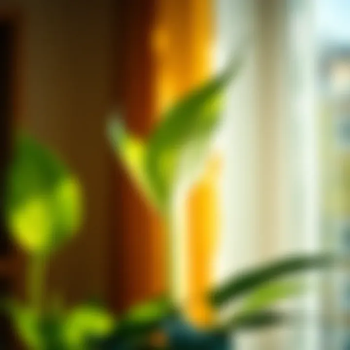 An indoor setting with a Peace Lily thriving in bright indirect light