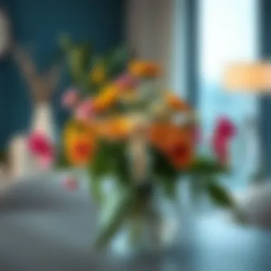 Creative arrangement of peace flowers in a modern vase