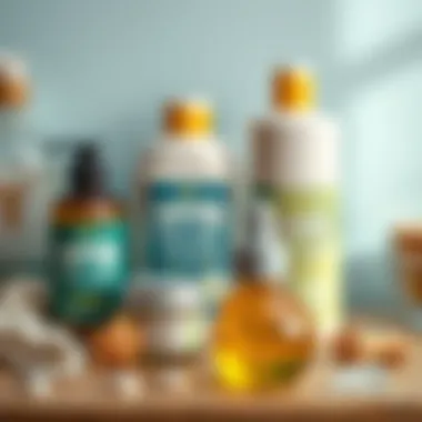 A collection of baby care products such as lotions and oils