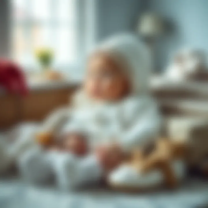 A selection of baby clothing including onesies and booties