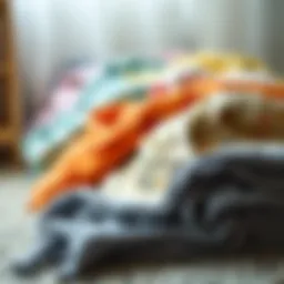 Colorful baby swaddling blankets arranged neatly