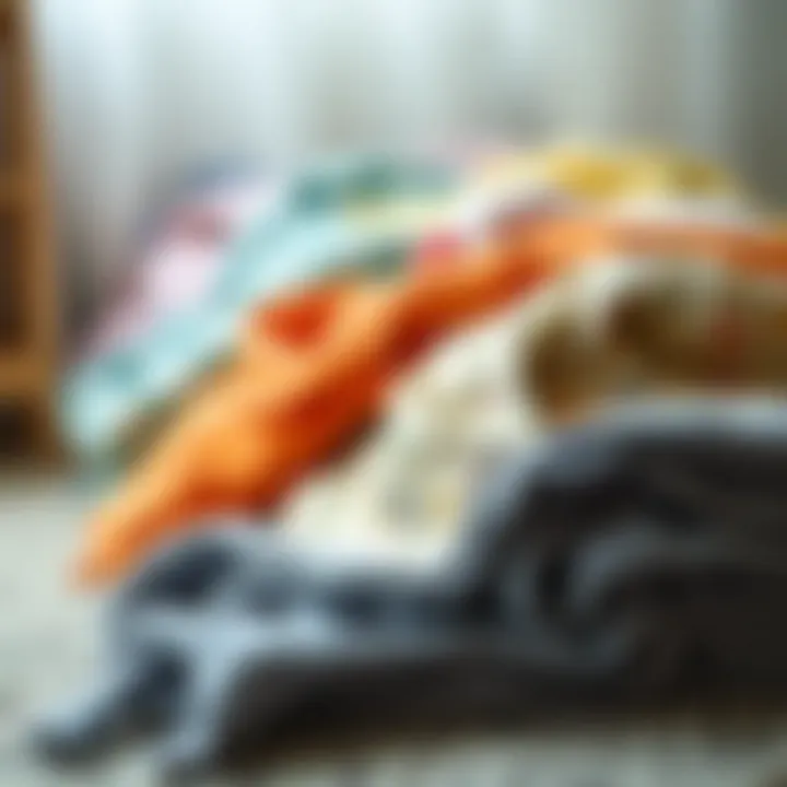 Colorful baby swaddling blankets arranged neatly