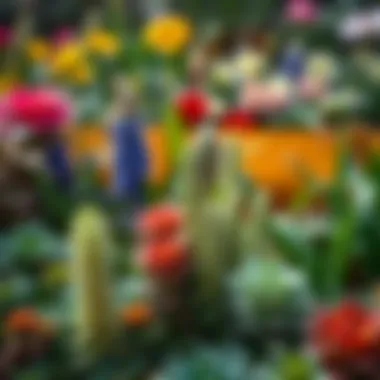 A diverse array of plants in a vibrant garden setting