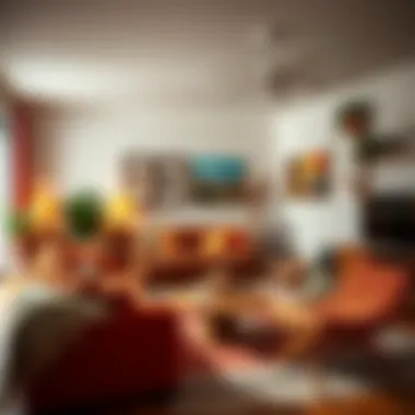 A vibrant bohemian living room filled with eclectic decor.