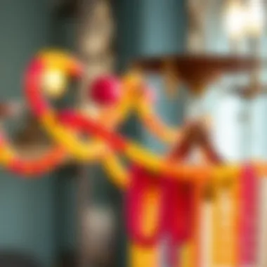 A close-up of vibrant beads used in chandelier making