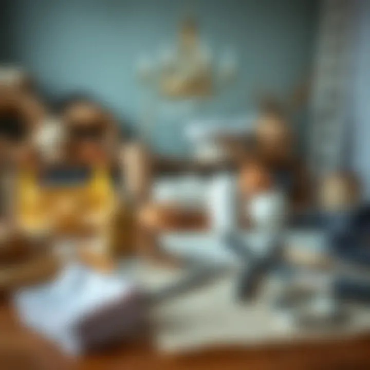 Tools and materials laid out for chandelier crafting