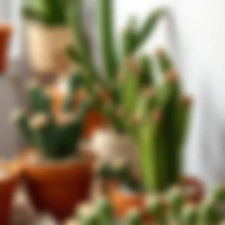 Comparison of thriving and struggling cactus plants