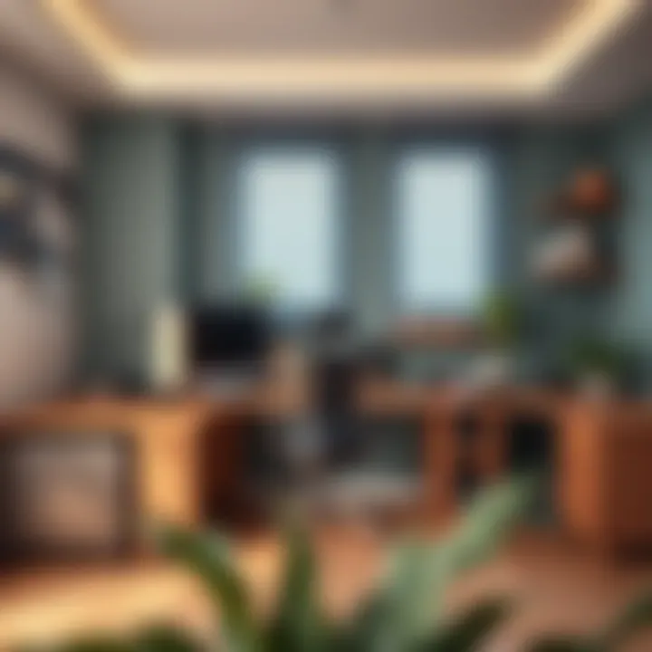 Sophisticated workspace incorporating walnut and matching colors