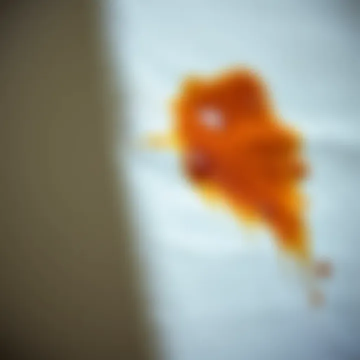 A close-up of fabric with a stubborn stain