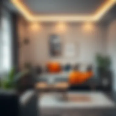 Stylish sofa bed in a compact living room