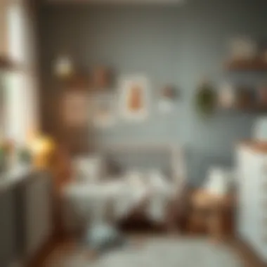 A cozy reading nook in the nursery with themed decorations