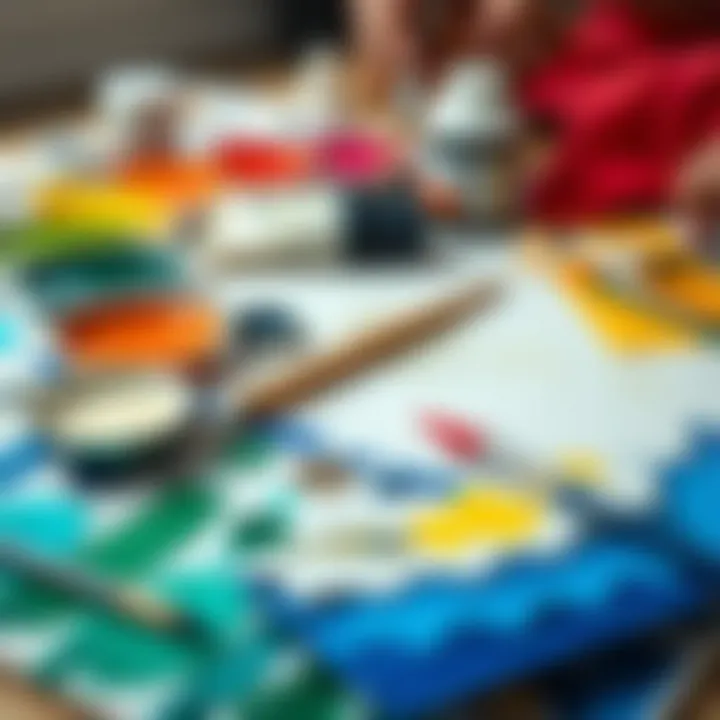 Art supplies laid out for circle painting