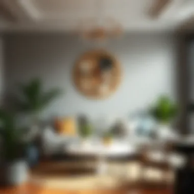 A beautifully decorated living space featuring circle art