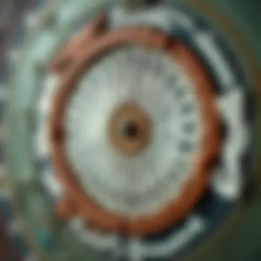 A close-up of intricate details in a painted circle