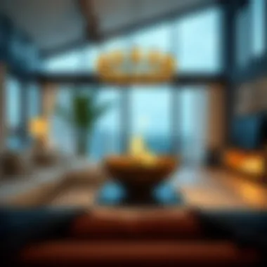 Living Space with Fire Bowl Centerpiece A beautifully decorated living space featuring a fire bowl as a centerpiece