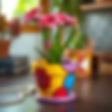 Creative DIY decorative pot with vibrant colors