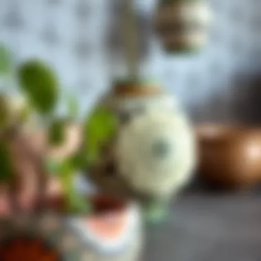 Close-up of decorative pot design showcasing intricate details