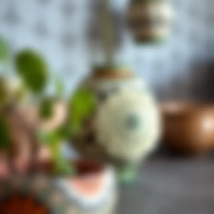 Close-up of decorative pot design showcasing intricate details