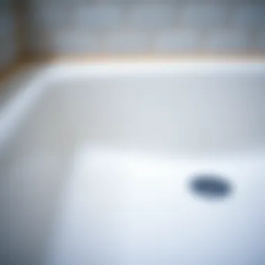 Detailed view of scrubbed shower tray