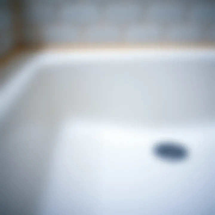 Detailed view of scrubbed shower tray