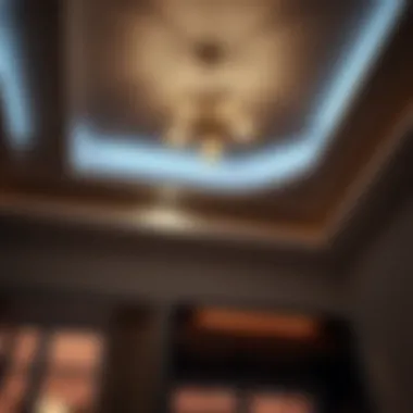 Stylish drop ceiling featuring unique lighting