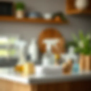 A selection of eco-friendly cleaning products on a spotless kitchen counter.