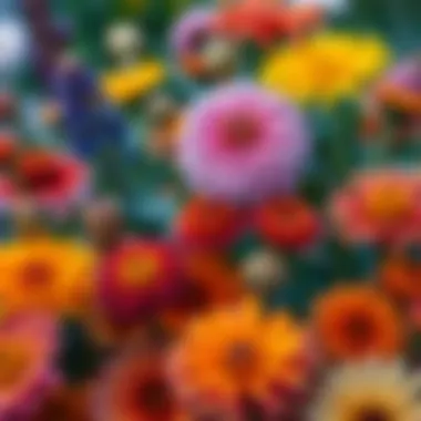 Close-up of various fall blooms showcasing rich colors