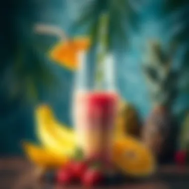 Exotic Tropical Fruit Shake Vibrant fruit shake with a mix of tropical flavors