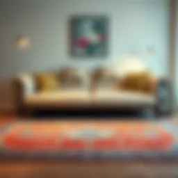 Elegant rug complementing a modern sofa