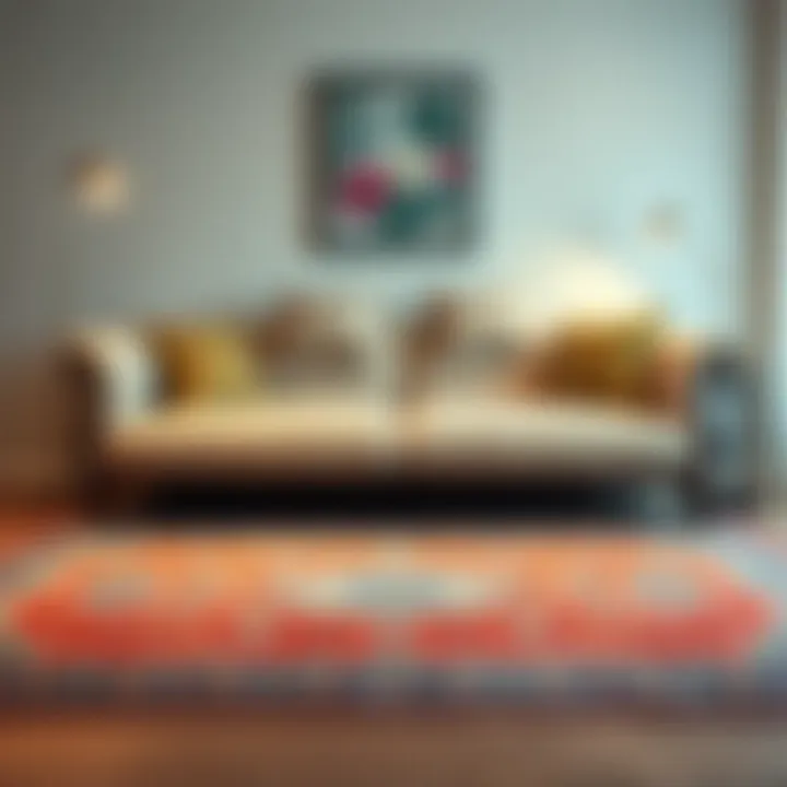 Elegant rug complementing a modern sofa