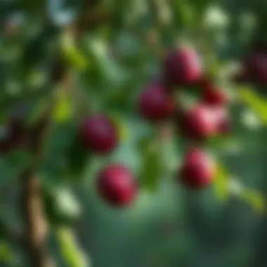 Healthy plum tree growing stages