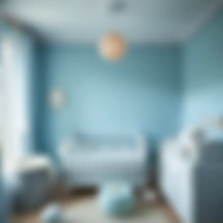 Soft Blue Tones in Nursery A serene nursery painted in soft blue tones