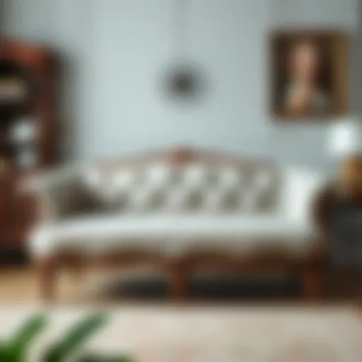 Elegant Reupholstered Vintage Sofa Elegant reupholstered vintage sofa showcasing fabric texture